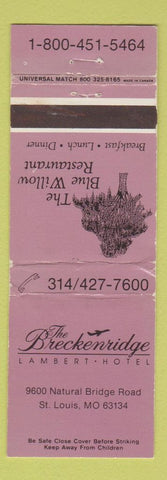 Matchbook Cover - Blue Willow Restaurant Breckenridge Hotel St Louis MO WORN