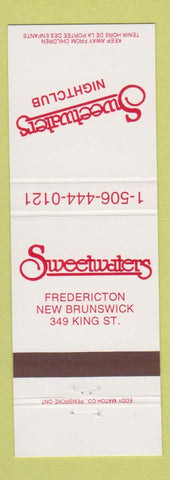 Matchbook Cover - Sweetwaters Fredericton NB
