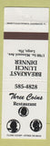 Matchbook Cover - Three Coins Restaurant Largo FL