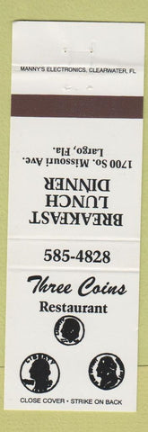 Matchbook Cover - Three Coins Restaurant Largo FL