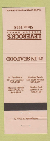 Matchbook Cover - Leverock's Seafood Pineallas Park Madeira Beach FL