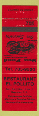 Matchbook Cover - Restaurant El Pollito Bayamon Puerto Rico
