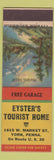 Matchbook Cover - Eyster's Tourist Home York PA