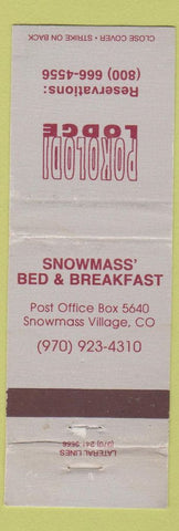 Matchbook Cover - Pokolodi Lodge Snowmass Village Colorado WEAR