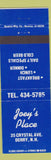 Matchbook Cover - Joey's Place Derry NH