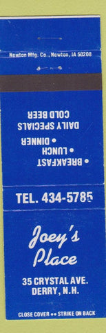 Matchbook Cover - Joey's Place Derry NH