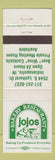 Matchbook Cover - Jojos Bakery Indianapolis IN