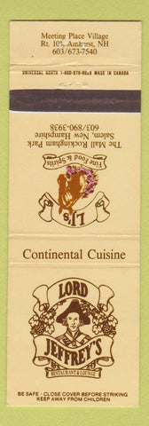 Matchbook Cover - Lord Jeffery's Restaurant Amherst NH