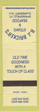 Matchbook Cover - BJ Bricker's Steaks Springfield VT Claremont NH