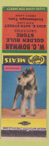 Matchbook Cover - WC Bowman Golden Rulse Store Chattanooga TN Schnauzer