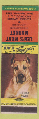 Matchbook Cover - Len's Meat Market Brentwood LI NY Great Dane