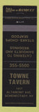 Matchbook Cover - Towne Tavern Restaurant Schenectady NY