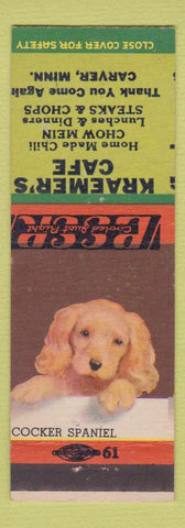 Matchbook Cover - Kraemer's Cafe Carver MN Cocker Spaniel