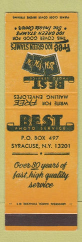 Matchbook Cover - S&H Green Stamps Best Photo Service Syracuse NY