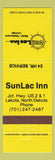 Matchbook Cover - Sunlac Inn Motel Restaurant Lakota ND