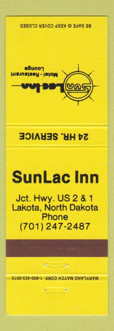 Matchbook Cover - Sunlac Inn Motel Restaurant Lakota ND