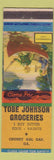 Matchbook Cover - Tobe Johnson Grocery Chunky Gal Gap GA