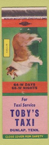 Matchbook Cover - Toby's Taxi Dunlap TN Collie