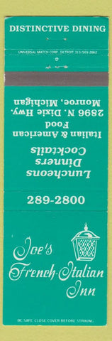 Matchbook Cover - Joe's French Italian Inn Monroe MI
