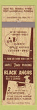 Matchbook Cover - Black Angus Restaurant Miami Beach FL Fort Lauderdale