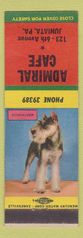 Matchbook Cover - Admiral Cafe Juniata PA Schnauzer