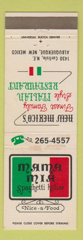 Matchbook Cover - Mama Mia Spaghetti House Albuquerque NM
