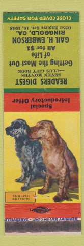 Matchbook Cover - Readers Digest Ringgold GA 1948 English Setters
