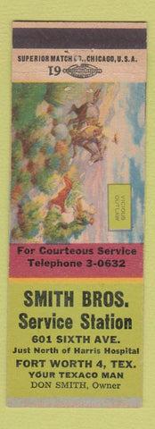 Matchbook Cover - Smith Bros Texaco oil gas Fort Worth TX