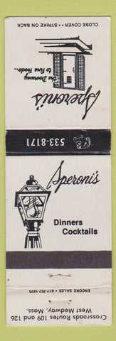 Matchbook Cover - Speroni's Restaurant West Medway MA