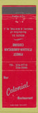 Matchbook Cover - Colonial Restaurant Italian Singac Wayne NJ