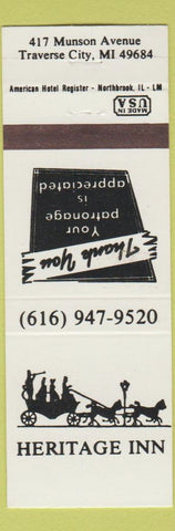 Matchbook Cover - Heritage Inn Traverse City MI