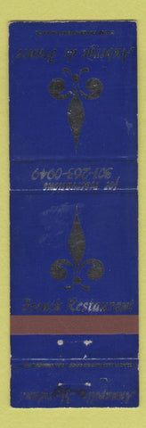 Matchbook Cover - Auberge de France French Restaurant Annapolis MD WEAR