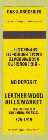 Matchbook Cover - Leather Wood Hills Market Columbia MO