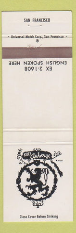 Matchbook Cover - Koe's Auberge San Francisco CA