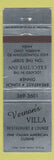 Matchbook Cover - Vernon's Villa Restaurant Italian Warren OH