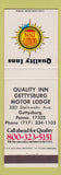 Matchbook Cover - Quality Inn Gettysburg PA