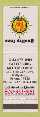 Matchbook Cover - Quality Inn Gettysburg PA