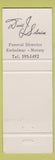 Matchbook Cover - David J Solimine Funeral Home Lynn MA WEAR
