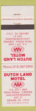 Matchbook Cover - Dutch Land Motel Denver PA
