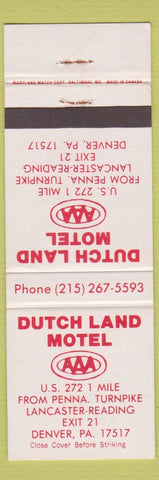 Matchbook Cover - Dutch Land Motel Denver PA