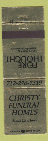 Matchbook Cover - Christy Funeral Homes Sioux City IA