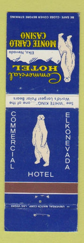 Matchbook Cover - Commercial Hotel Monte Carlo Casino Elko NV