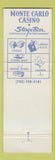 Matchbook Cover - Commercial Hotel Monte Carlo Casino Elko NV