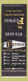 Matchbook Cover - Fenway Motor Hotel Waterville ME