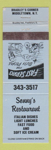 Matchbook Cover - Sonny's Restaurant Italian Middletown NY WEAR