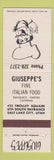 Matchbook Cover - Giuseppe's Italian Restaurant Salt Lake City UT
