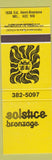 Matchbook Cover - Solstice Bronzage Montreal QC