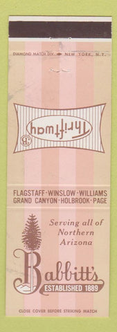 Matchbook Cover - Babbitt's Flagstaff Winslow Williams Holbrook Page AZ