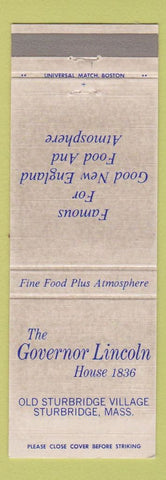 Matchbook Cover - Governor Lincoln House Sturbridge MA
