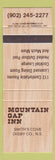 Matchbook Cover - Mountain Gap Inn Digby NS Smith's Cove